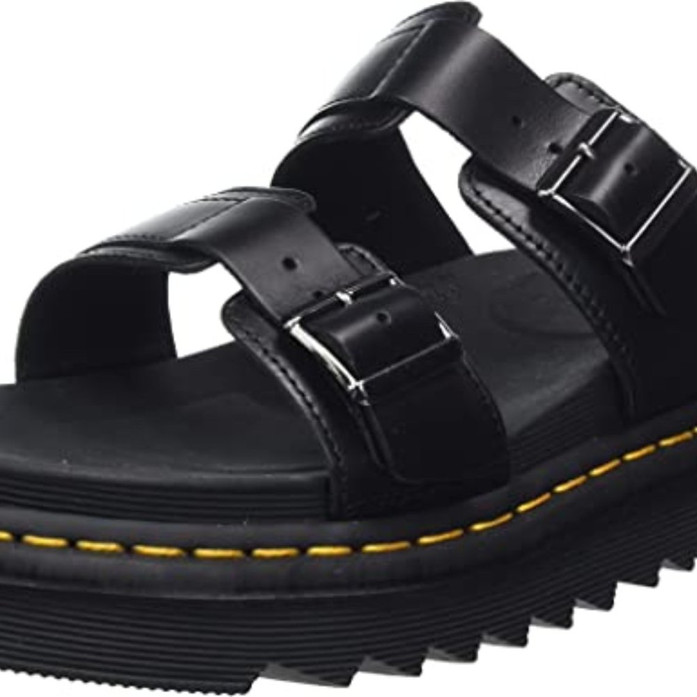 Brand New: Dr Martens Black Leather Slide Sandals